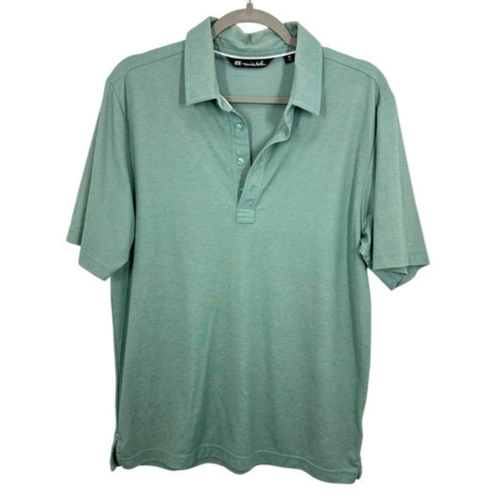TravisMathew Men's Polo Shirt Short Sleeve Light Green Size Medium Golf Casual